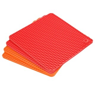Silicone Trivet Mats Pcs Pot Holders For Hot Pan Pot Counter Mats Orange Red Bed Bath
